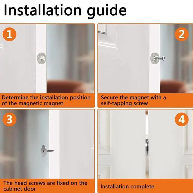 Alt view image 4 of 7 - Set of 8 Magnetic Cabinet & Door Latch Catch Closures Cabinet Hardware Fittings Concealed Magnetic Door Latch Catch Closures Cabinet Hardware Fittings for Household Doors Glass Doors