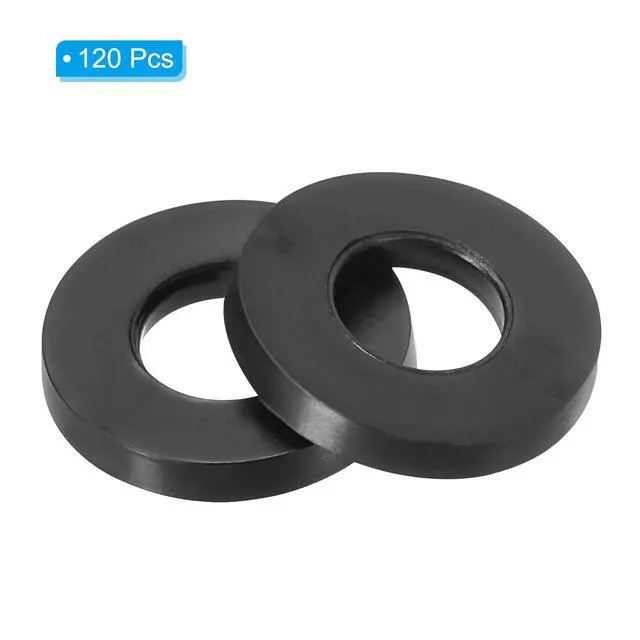 Alt view image 3 of 6 - M8 Rubber Flat Washer, 120 Pack 8mm ID 16mm OD 2.2mm Thick Sealing Spacer Gasket Ring for Faucet Pipe Water Hose Fastener Bolt, Black