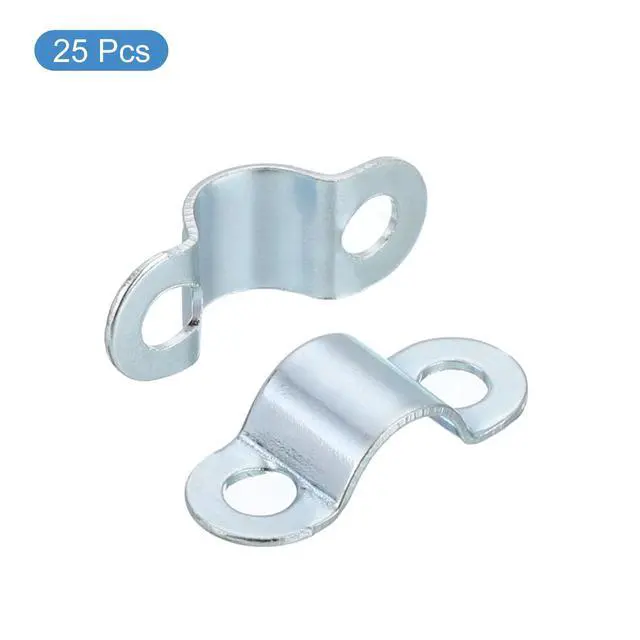 Alt view image 3 of 7 - 25Pcs Rigid Pipe Strap Fit M4 (1/6") Tube OD, 2 Holes Carbon Steel Tension Tube Clamp, U Bracket Tube Clip for Pipe or Cable Fixing, Silver