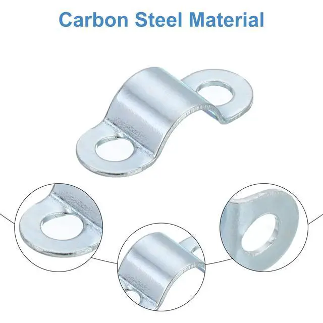 Alt view image 4 of 7 - 25Pcs Rigid Pipe Strap Fit M4 (1/6") Tube OD, 2 Holes Carbon Steel Tension Tube Clamp, U Bracket Tube Clip for Pipe or Cable Fixing, Silver