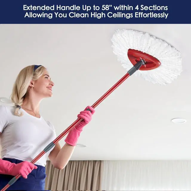 Alt view image 7 of 7 - Spin Mop Handle for O-Cedar EasyWring/RinseClean, 30-58 in, 4-Section
