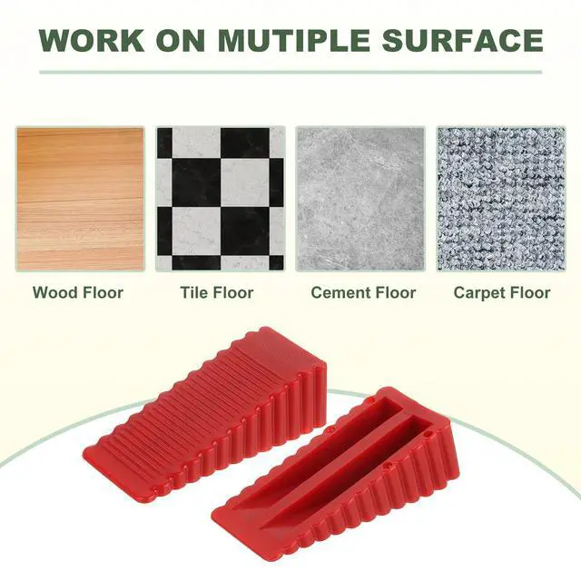 Alt view image 4 of 6 - 6 Pcs Door Stoppers for Bottom of Door, 28mm/1.10 Inch Door Stops, Rubber Door Stopper Wedge Anti Slip, Window Stopper Door Stackable, Red