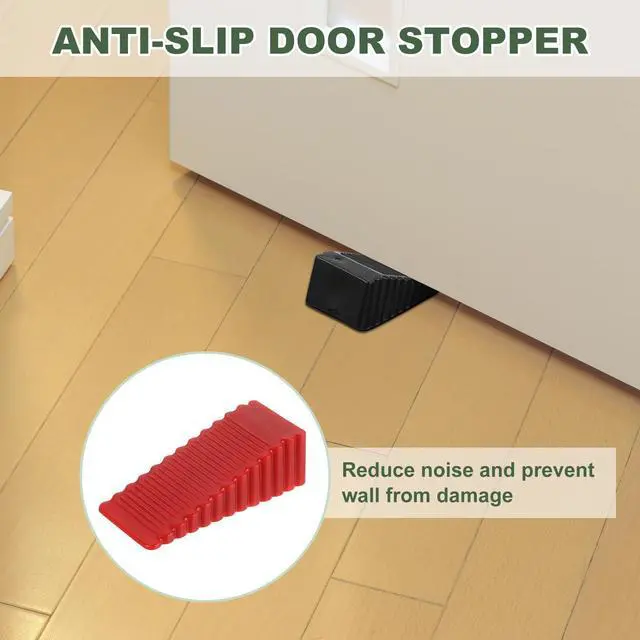 Alt view image 5 of 6 - 6 Pcs Door Stoppers for Bottom of Door, 28mm/1.10 Inch Door Stops, Rubber Door Stopper Wedge Anti Slip, Window Stopper Door Stackable, Red