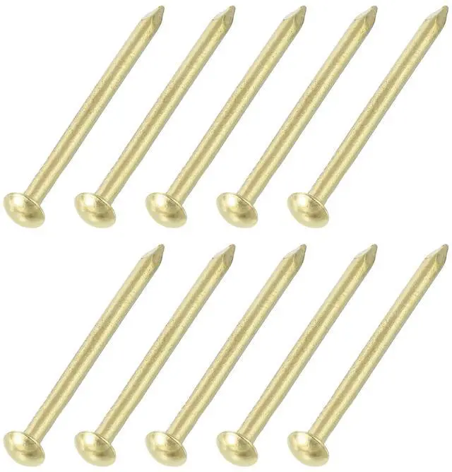 Main image of 25Pcs Small Hardware Nails, 4D x 1-1/2" Brass Round Head Nail Common Finishing Nail for Household Woodworking Picture Hanging DIY Projects, Gold
