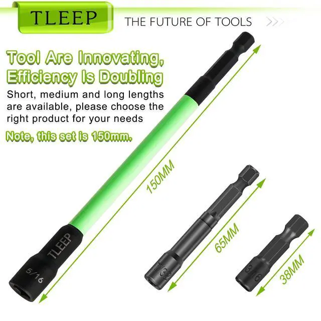 Alt view image 2 of 7 - 150MM 5/16" Magnetic Power Nut Driver Set for Impact Drill, 1/4" Hex Head Drill Bit Set SAE Screwdriver Socket Set, Chrome Vanadium Steel Quick Change Chuck Socket Wrench Nut Setters