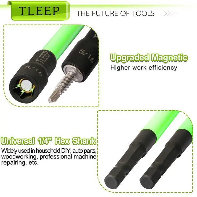 Alt view image 4 of 7 - 150MM 5/16" Magnetic Power Nut Driver Set for Impact Drill, 1/4" Hex Head Drill Bit Set SAE Screwdriver Socket Set, Chrome Vanadium Steel Quick Change Chuck Socket Wrench Nut Setters