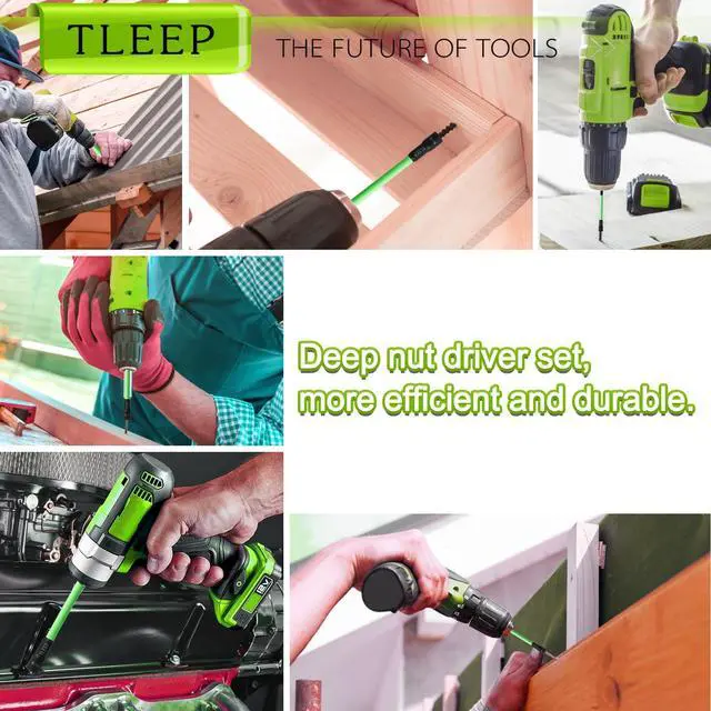 Alt view image 7 of 7 - 150MM 5/16" Magnetic Power Nut Driver Set for Impact Drill, 1/4" Hex Head Drill Bit Set SAE Screwdriver Socket Set, Chrome Vanadium Steel Quick Change Chuck Socket Wrench Nut Setters