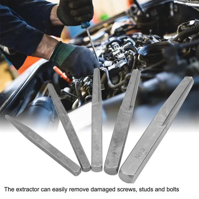 Alt view image 3 of 7 - 5pc Straight Fluted Screw Extractor Set - Broken Bolt Removal Tool Square Type Easy Out Bolt Extractor Set for Broken Bolt Thread Repair, Carbon Stee