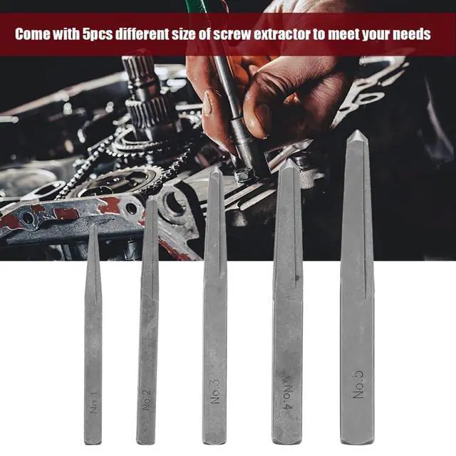 Alt view image 4 of 7 - 5pc Straight Fluted Screw Extractor Set - Broken Bolt Removal Tool Square Type Easy Out Bolt Extractor Set for Broken Bolt Thread Repair, Carbon Stee