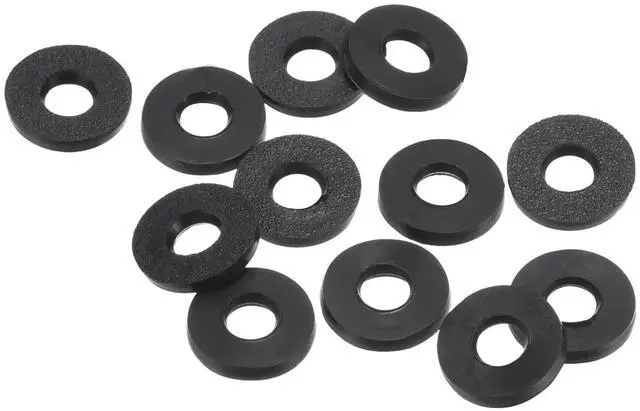 Main image of M4 Rubber Flat Washer, 12 Pack 4mm ID 9mm OD 1.2mm Thick Sealing Spacer Gasket Ring for Faucet Pipe Water Hose Fastener Bolt, Black