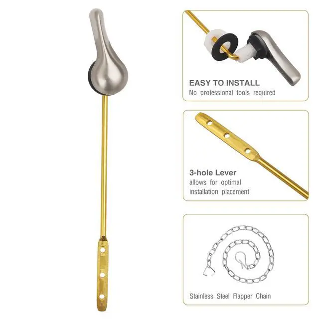 Alt view image 6 of 7 - Toilet Handle Replacement Kit, Toilet Flush Handle, Brushed Nicke