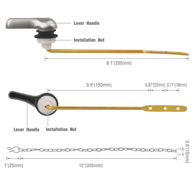 Alt view image 5 of 7 - Toilet Handle Replacement Kit, Toilet Flush Handle, Brushed Nicke