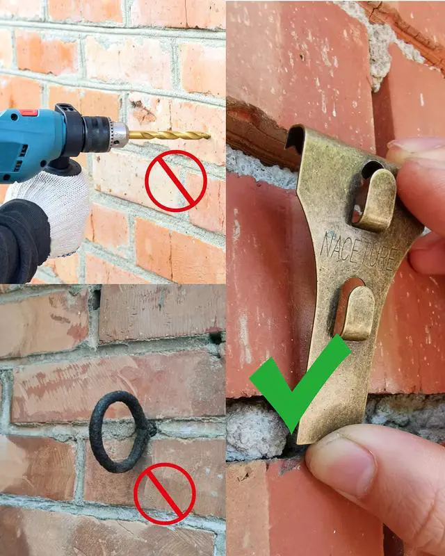 Alt view image 7 of 7 - No-Drill Brick Hook Clips, 18 Pack(When Properly Installed)