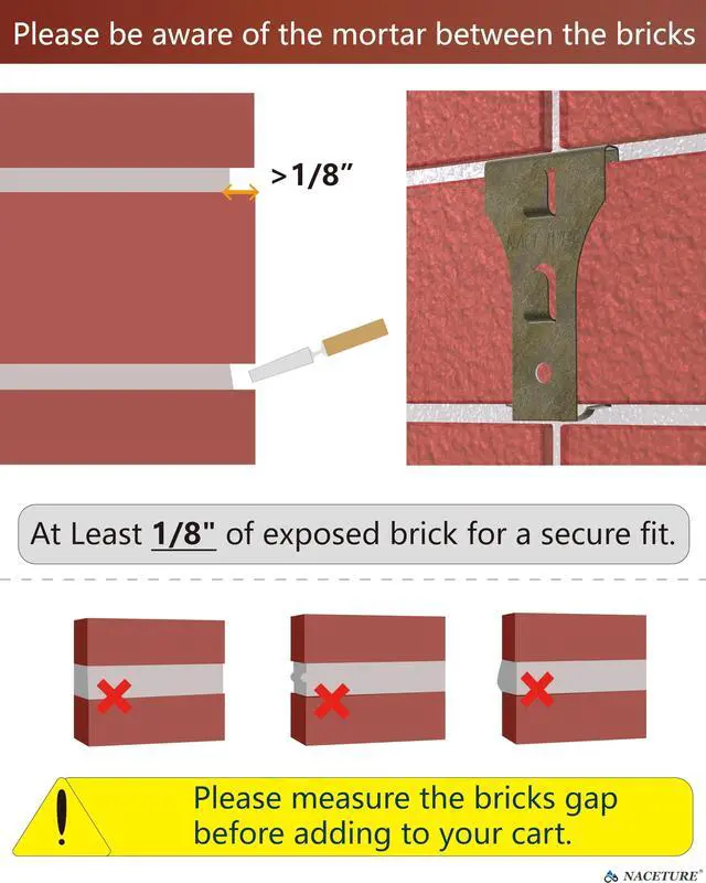 Alt view image 4 of 7 - No-Drill Brick Hook Clips, 18 Pack(When Properly Installed)