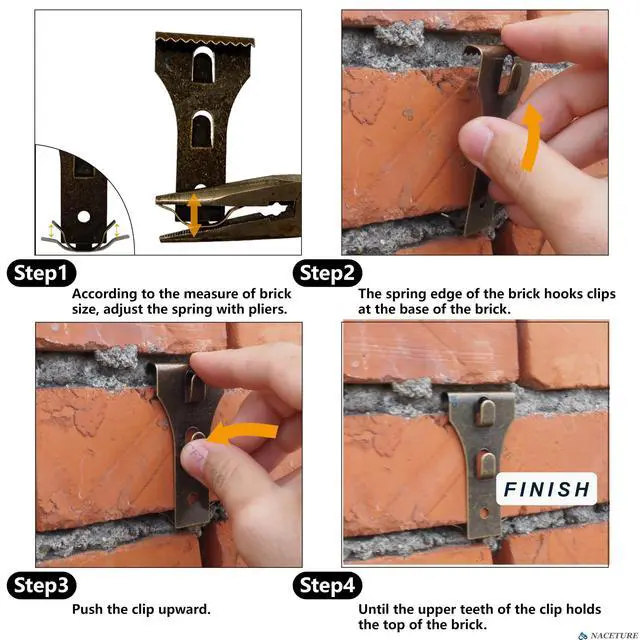 Alt view image 5 of 7 - No-Drill Brick Hook Clips, 18 Pack(When Properly Installed)