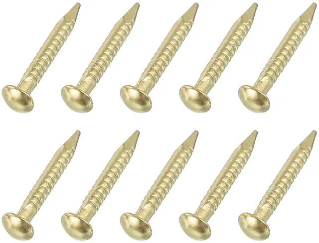 Main image of 50Pcs Small Hardware Nails, 1.2 x 8mm Brass Round Head Nail Common Finishing Nail for Household Woodworking Picture Hanging DIY Projects, Gold