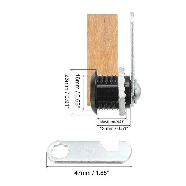 Alt view image 2 of 7 - Cabinet Lock with Keys 2 Pcs 5/8"(16mm) Cam Locks Zinc Alloy Tool Box Lock Replacement Keyed Alike for Drawer Cupboard Household Mailbox RV Door Lock, Black