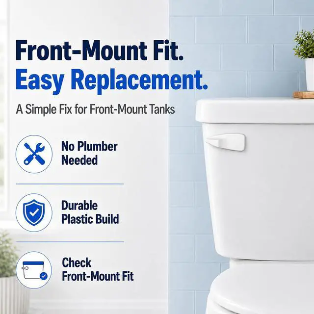 Alt view image 2 of 7 - Toilet Handle Replacement Kit, Universal Front Mount Toilet Tank Flush Lever Replacement Handle, Toilet Tank Trip Lever, Easy to Install, Toilet Repair Kit, White Plastic