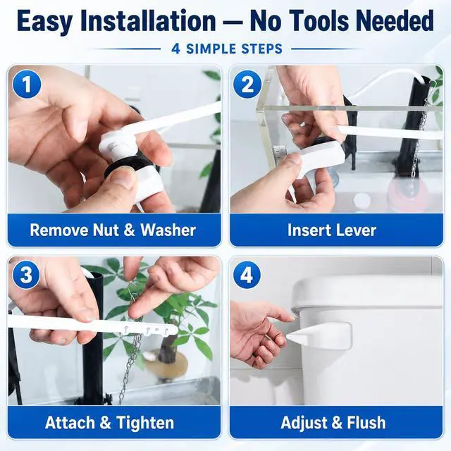 Alt view image 6 of 7 - Toilet Handle Replacement Kit, Universal Front Mount Toilet Tank Flush Lever Replacement Handle, Toilet Tank Trip Lever, Easy to Install, Toilet Repair Kit, White Plastic