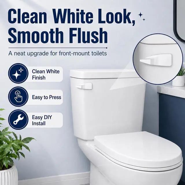Alt view image 5 of 7 - Toilet Handle Replacement Kit, Universal Front Mount Toilet Tank Flush Lever Replacement Handle, Toilet Tank Trip Lever, Easy to Install, Toilet Repair Kit, White Plastic