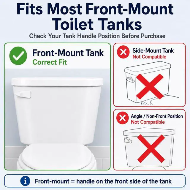 Alt view image 7 of 7 - Toilet Handle Replacement Kit, Universal Front Mount Toilet Tank Flush Lever Replacement Handle, Toilet Tank Trip Lever, Easy to Install, Toilet Repair Kit, White Plastic