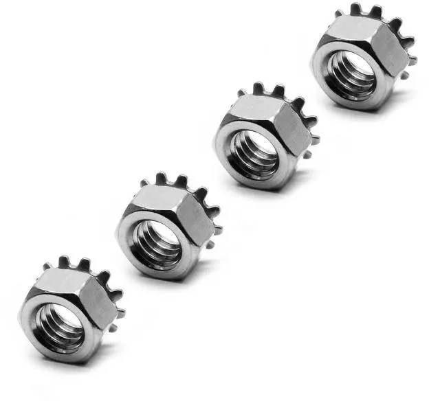 Alt view image 6 of 7 - 50 Pieces K-Lock Nuts with External Tooth Washer, 1/4" Stainless Steel Kep Lock Nut