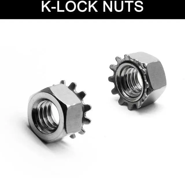 Alt view image 4 of 7 - 50 Pieces K-Lock Nuts with External Tooth Washer, 1/4" Stainless Steel Kep Lock Nut
