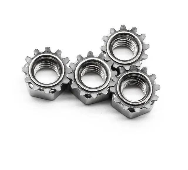 Alt view image 5 of 7 - 50 Pieces K-Lock Nuts with External Tooth Washer, 1/4" Stainless Steel Kep Lock Nut