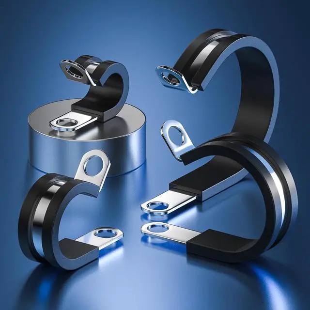 Alt view image 3 of 7 - 20 PCS 3/16 Inch Cable Clamps - Stainless Steel, Insulated, Hose & Pipe Clamps