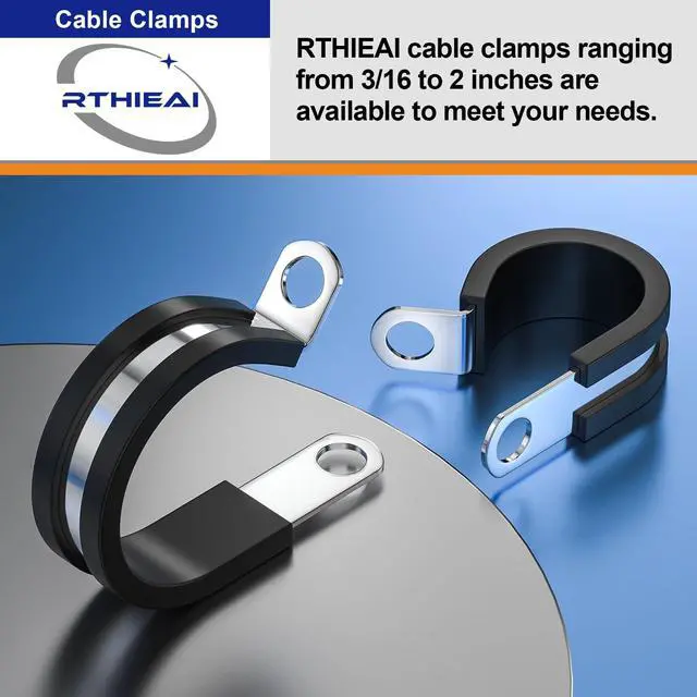 Alt view image 2 of 7 - 20 PCS 3/16 Inch Cable Clamps - Stainless Steel, Insulated, Hose & Pipe Clamps