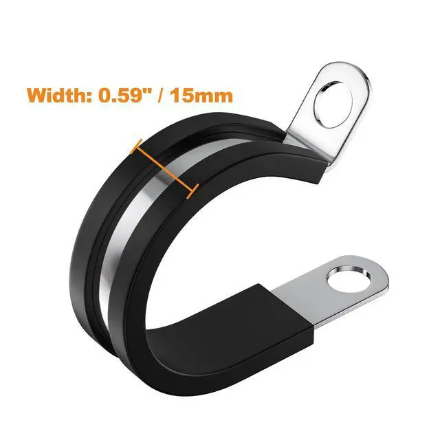Alt view image 6 of 7 - 20 PCS 3/16 Inch Cable Clamps - Stainless Steel, Insulated, Hose & Pipe Clamps