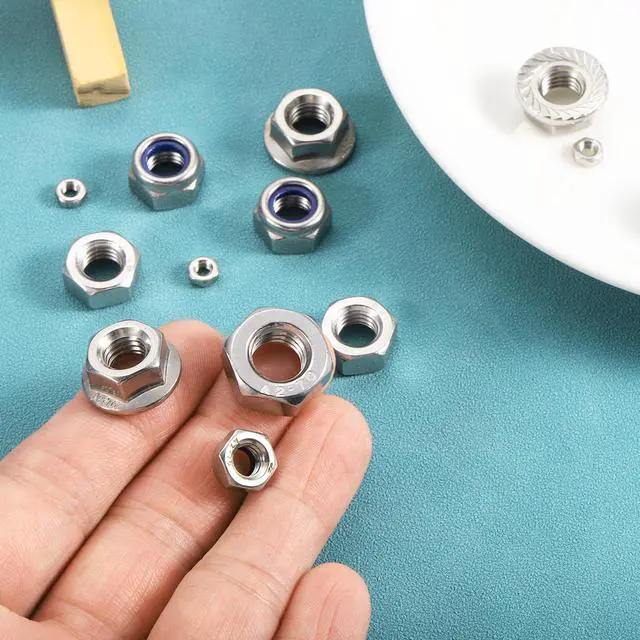 Alt view image 5 of 6 - Flange Left Hand Nuts, M8x1.25mm 304 Stainless Steel Serrated Flange Left Hand Reverse Nuts for Assembling and Fastening, Silver 5pcs
