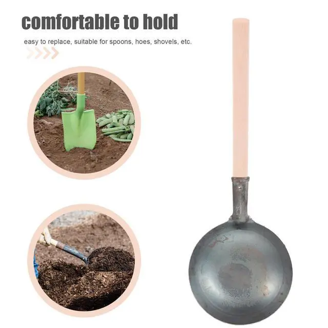 Alt view image 4 of 7 - Wood Handle Replacement 11.81 in Hardwood Scoop Replacement Handle for Ladle Shovel Spoon Trowel Ergonomic Multi-Use Tool for Gardening and Household Use