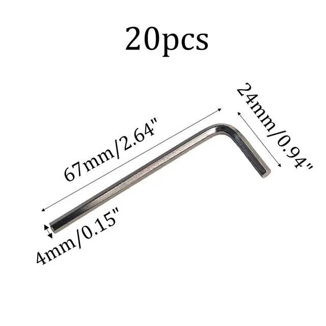Alt view image 2 of 6 - 20PCS 4mm Hex Key Set, L-Shaped Allen Wrench, Metric Hexagon Head Tool for Furniture Assembly and Repair Tasks
