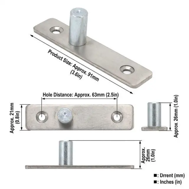 Alt view image 3 of 7 - Door Pivot Hinge Pin, Stainless Steel Rotating Hidden Door Pivot Hinge Household Glass Door Accessories Hardware Supplies
