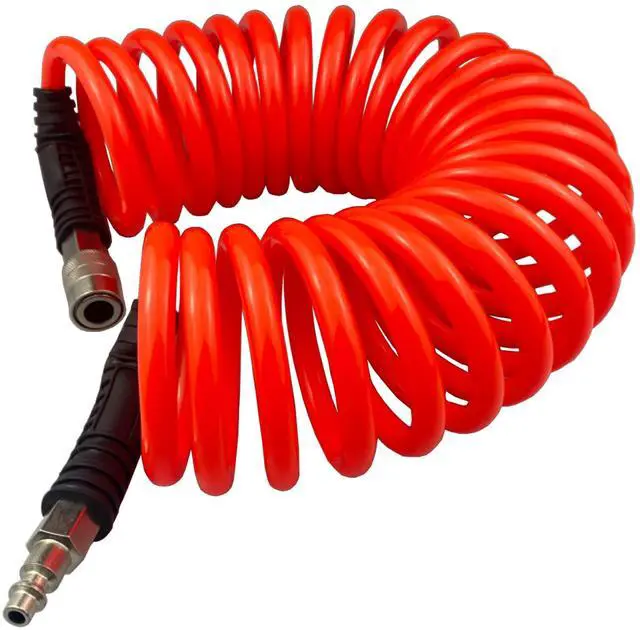 Main image of PU Recoil Air Hose Compressor Tube with 1/4" Swivel Fittings