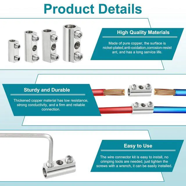 Alt view image 3 of 7 - Steel Wire Rope Cable Clamp, 10 Pack M2.5 Wire Rope Clips 2.7mm Line Hole with End Screw Stopper and Wrench Silver