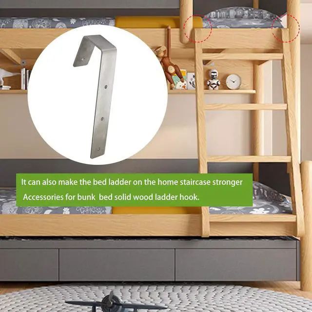 Alt view image 3 of 7 - Bunk Bed Ladder Hooks, Hook Hardware Heavy Duty Hook Brackets for Bed Decoration Tool,Inside Width 1.6-2.3 x Length 6.3,Pack of 2