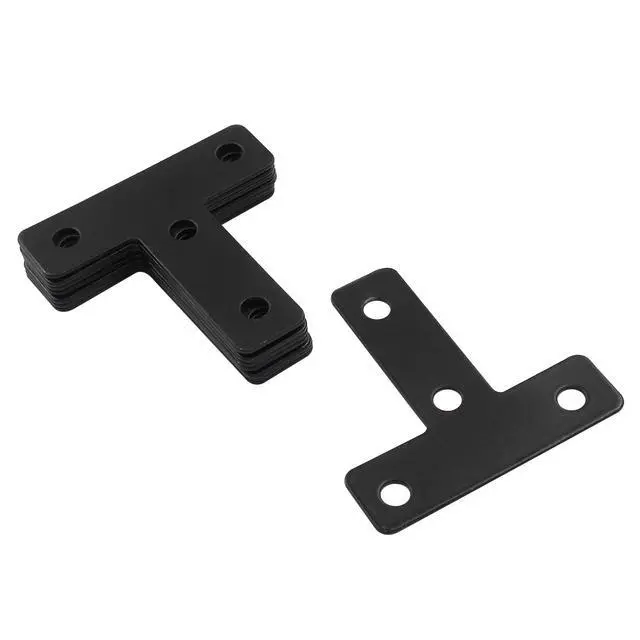 Alt view image 2 of 5 - T Shape Flat Mending Plates, 50 x 50mm (2" x 2"), Black