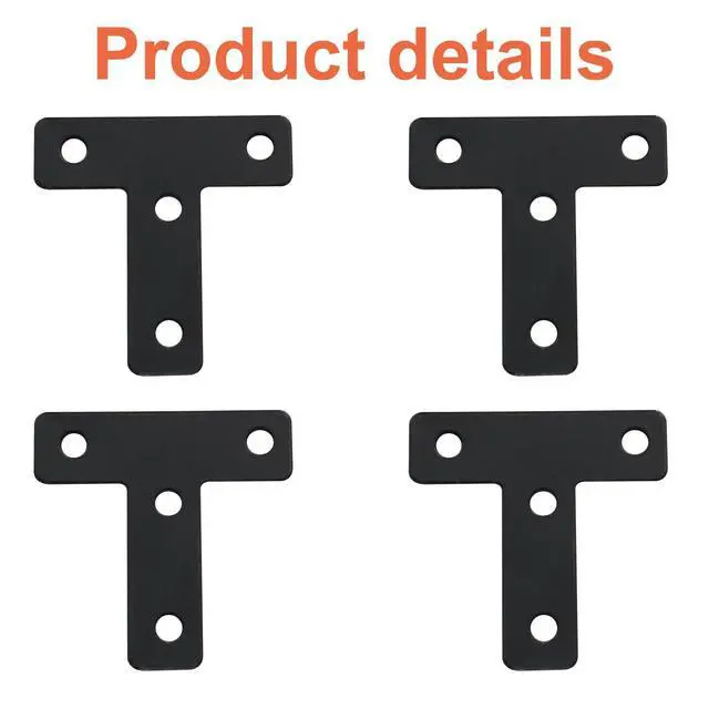 Alt view image 5 of 5 - T Shape Flat Mending Plates, 50 x 50mm (2" x 2"), Black