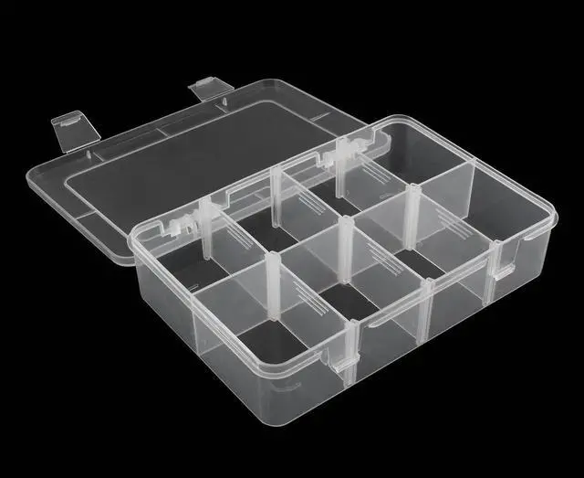 Main image of Plastic 8-Grid Storage Box, 7.28 * 4.88 * 1.6 inch, 1 Pack