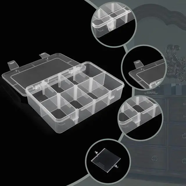 Alt view image 3 of 7 - Plastic 8-Grid Storage Box, 7.28 * 4.88 * 1.6 inch, 1 Pack