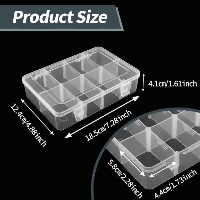 Alt view image 5 of 7 - Plastic 8-Grid Storage Box, 7.28 * 4.88 * 1.6 inch, 1 Pack