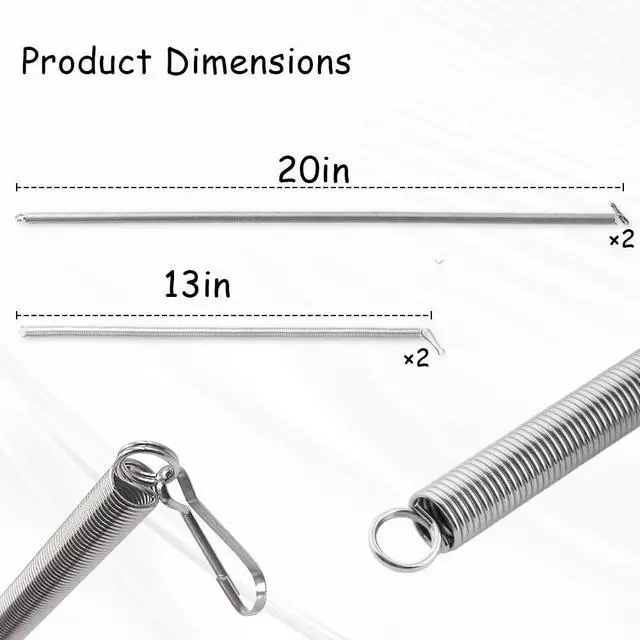 Alt view image 2 of 5 - 20 Inch Screen Door Spring, 4 Pack with Hook Ends Long Extension Spring Screen Door Closer Springs Self Closing Garage Door Springs Replacement Hardware for Screen Doors Camper Construction, 2 Sizes