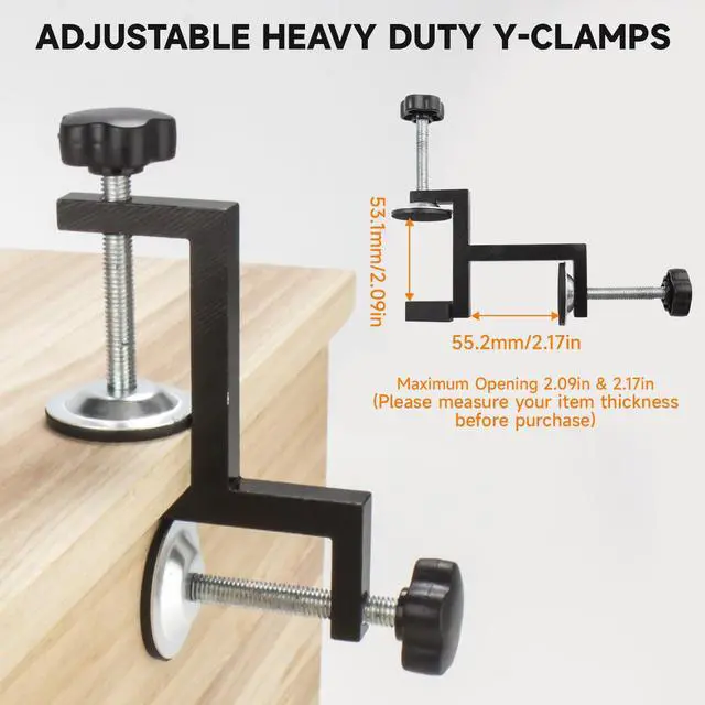 Alt view image 2 of 6 - 2 Pack Y-Clamps for Woodworking Clamping,Household Table Desk Clamps,Aluminium Carbon Steel Heavy Duty Welding Cutting Drilling Clamping for Wood,Plastic and Workpieces Fixed