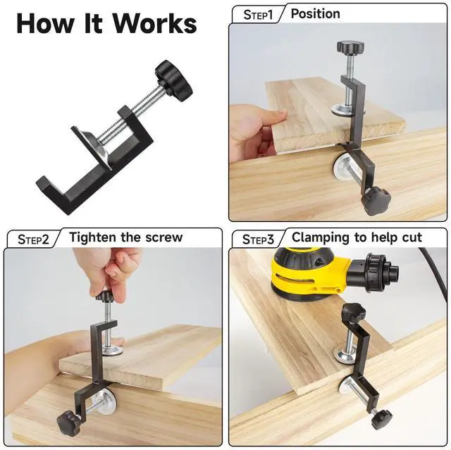 Alt view image 5 of 6 - 2 Pack Y-Clamps for Woodworking Clamping,Household Table Desk Clamps,Aluminium Carbon Steel Heavy Duty Welding Cutting Drilling Clamping for Wood,Plastic and Workpieces Fixed