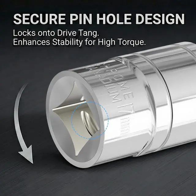 Alt view image 4 of 6 - 2PCS 16mm(5/8") Deep Socket, 1/2-Inch Drive, 12-Point, Metric, Heat Treated CR-V Steel Sockets, Full Polishing, 3.1" Length