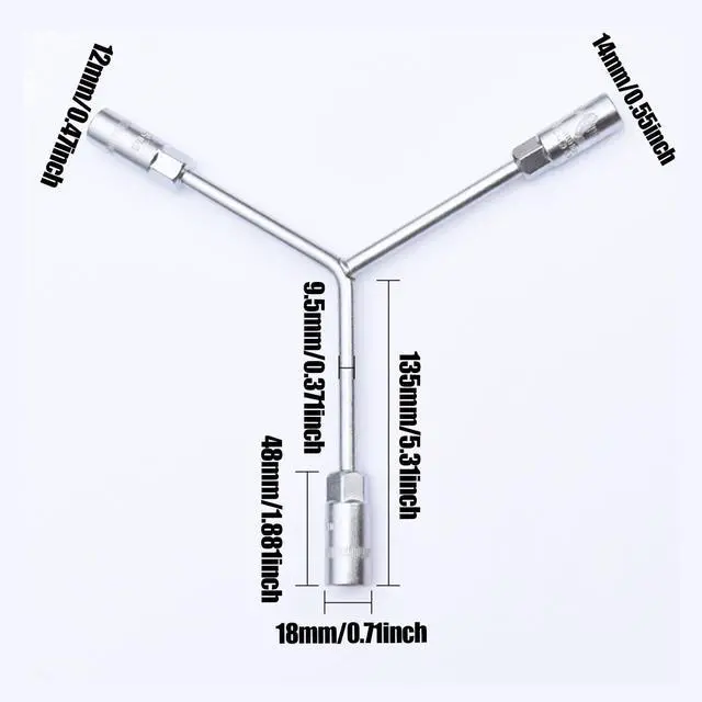 Alt view image 6 of 6 - Y Shaped Three Way Socket Wrench 8/10/12mm High Carbon Steel Torque Spanner Automotive and Motorcycle Repair Hardware Tool Suitable for Electronic Devices and Mechanical Tool