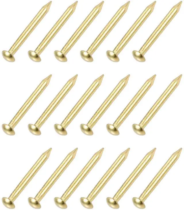 Main image of Small Nails (1.5x15mm) 60pcs, Brass Tiny Hardware Nails - for Household Woodworking, Brass Tone