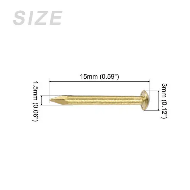 Alt view image 2 of 5 - Small Nails (1.5x15mm) 60pcs, Brass Tiny Hardware Nails - for Household Woodworking, Brass Tone